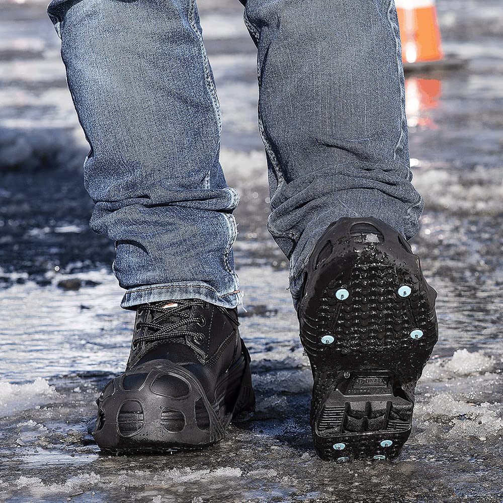 All-Purpose Industrial Ice Cleats for Men & Women - 16-Spike Traction Aids for Walking & Working on Snow & Ice - Perfect for Construction, Mail Delivery & Winter Hiking