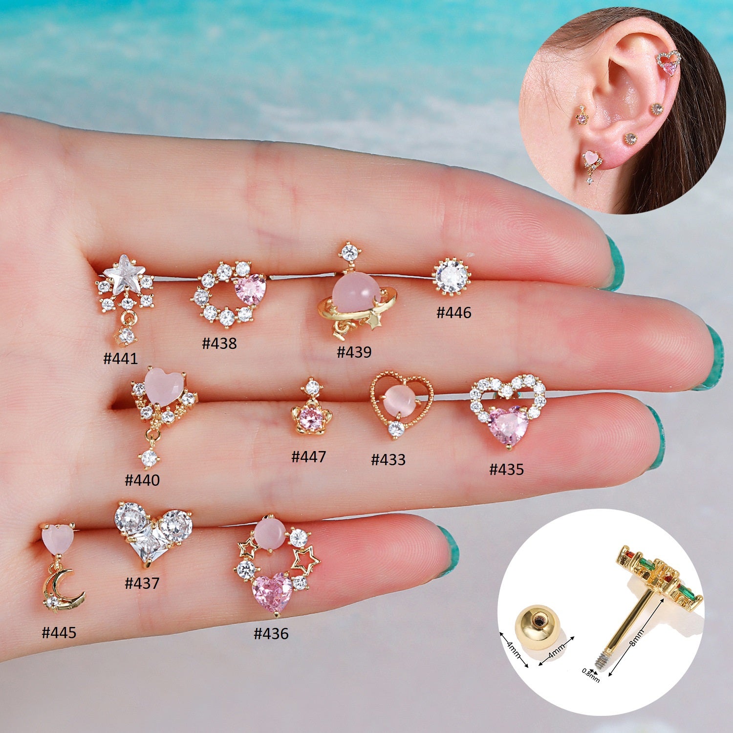 20G Pink Sweet Heart Forward Helix Conch Earrings for Women | Cartilage Hoop Earrings | EGD0433 | Perfect for Daily Wear, Parties & Gifts
