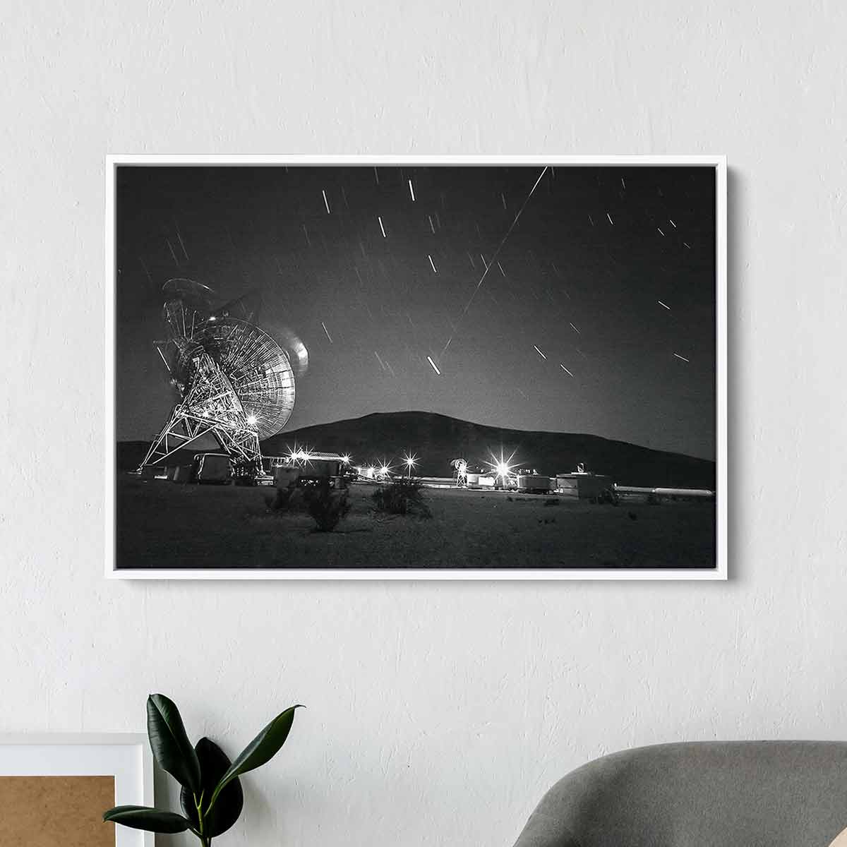 Black Satellite Wall Art Canvas Print - Modern Space Decor for Living Room, Bedroom & Office - Perfect for Astronomy & Sci-Fi Lovers