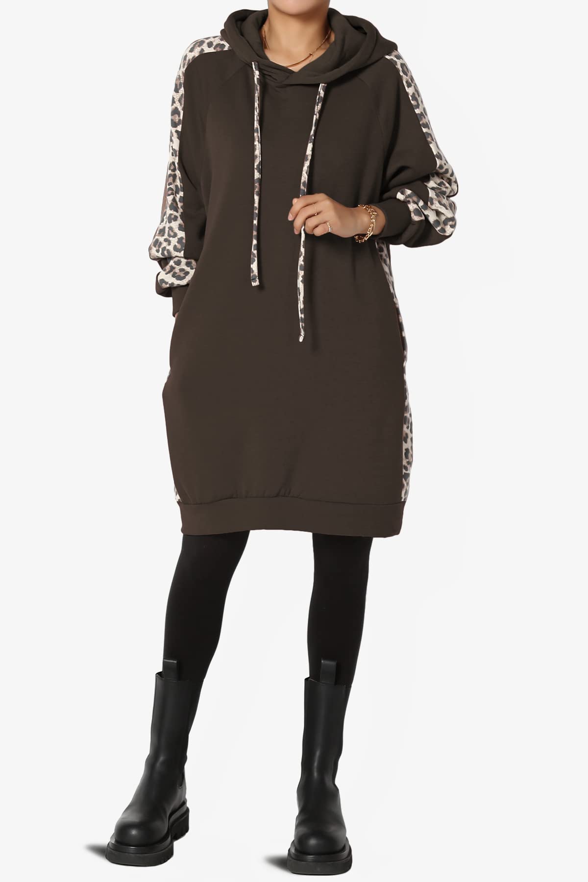 Stylish Leopard Print Loose Fit Hoodie with Pockets - Women's Long Tunic Sweatshirt for Casual Wear, Lounge & Street Fashion