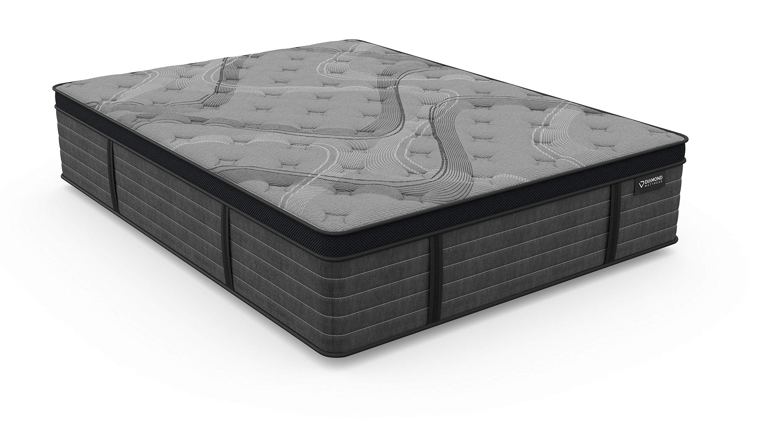 Alpine Breeze Graphite EuroTop Hybrid Mattress 14.5-inch - Quilted Cooling Cover, Full Size Firm Support for Back Pain Relief | Perfect for Guest Rooms, Dormitories & Apartment Living