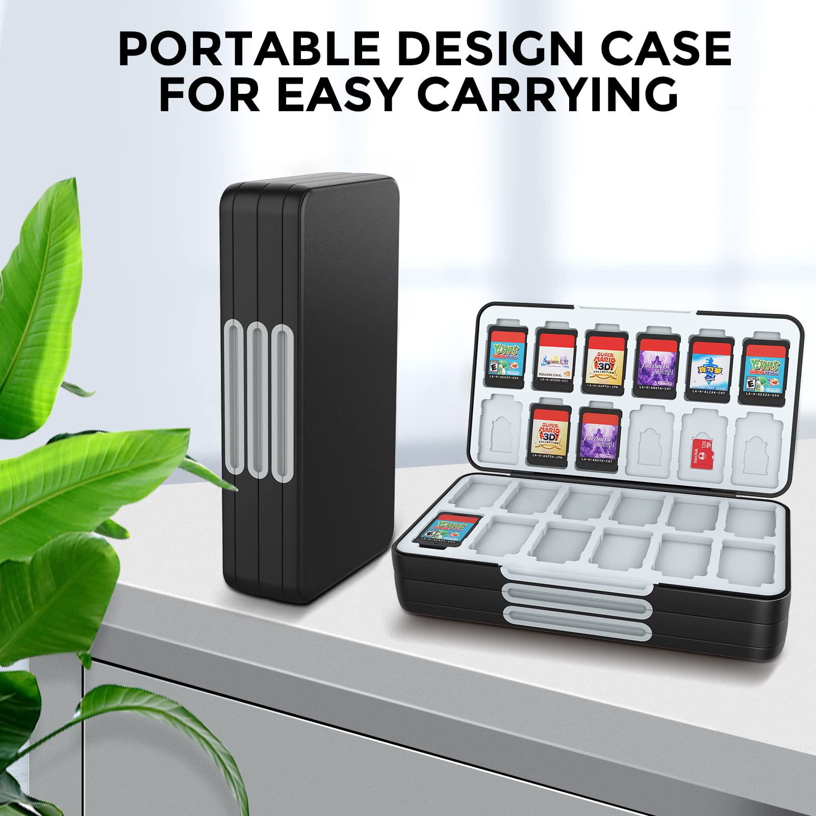 Nintendo Switch Game Card Holder - Portable Travel Case for Switch/OLED/Lite with 72 Game Slots & 24 Micro SD Card Slots - Black Protective Storage Organizer for Gaming Accessories | Perfect for Travel, Home Use & Multiplayer Gaming Sessions