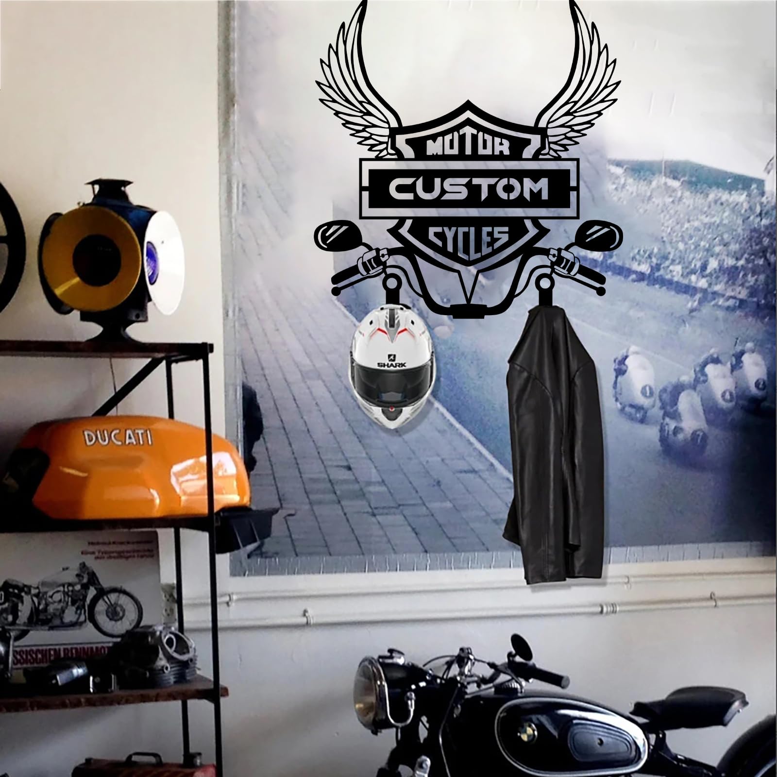 Custom Motorcycle Helmet Wall Mount - Personalized Helmet Rack & Storage for Home Garage