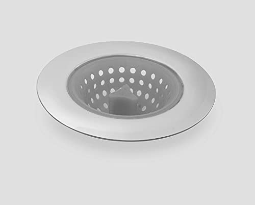 ExcelSteel Silicone Basket Sink Strainer - 4.5 Inch Kitchen Sink Drain Filter (Black/Grey) - Perfect for Draining Pasta, Washing Vegetables & Preventing Clogs