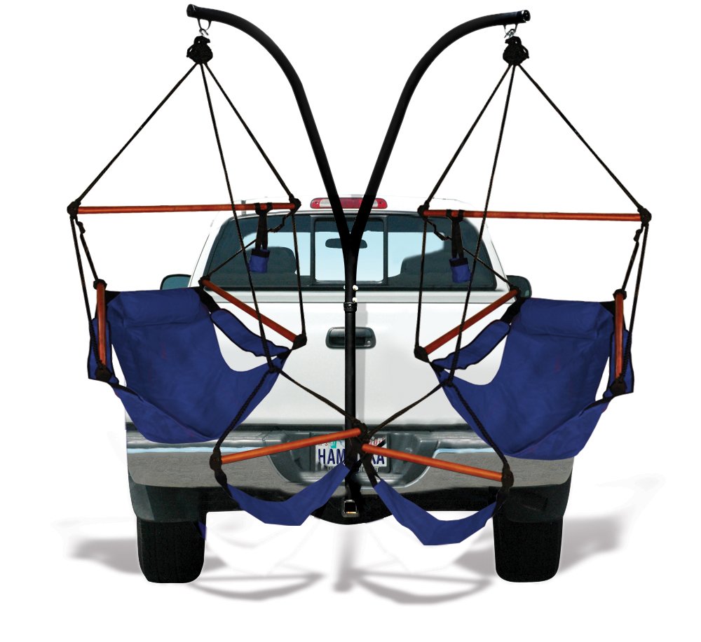 Hammaka Trailer Hitch Stand with 2 Folding Chairs - Portable Camping, Tailgating & Outdoor Seating Solution for Picnics, Beach & Backyard Relaxation