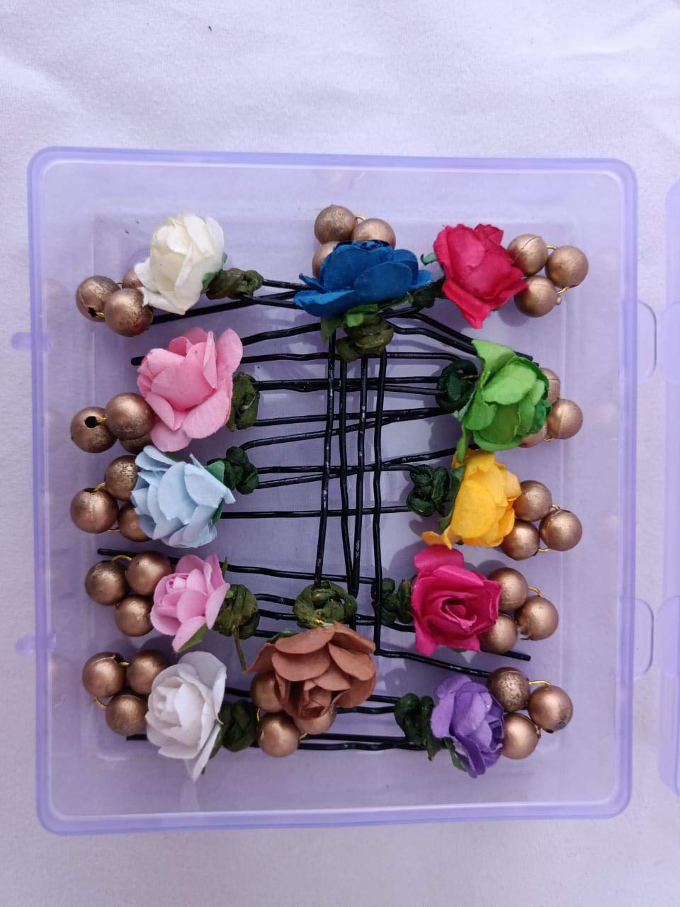 12Pcs Rose Flower Bun Juda Pins for Women & Girls - Cute Multicolor Hair Clips for Braids, Ponytails & Updos - Perfect for Weddings, Parties & Daily Styling