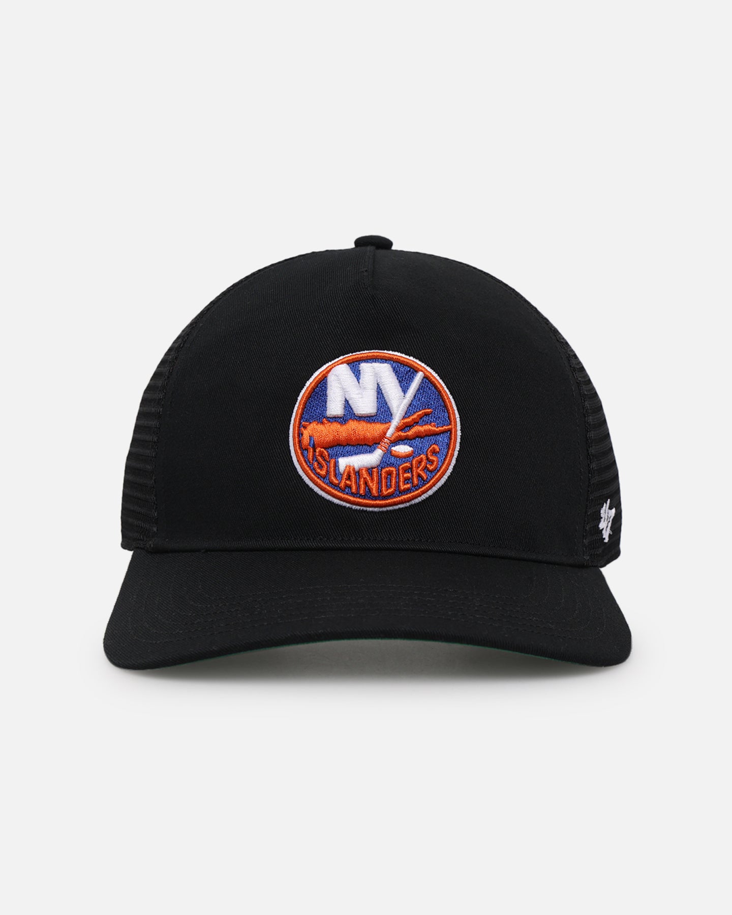 New York Islanders '47 Brand Mesh Hitch Trucker Snapback Cap - Black/Team Colors - Perfect for Game Day, Fan Gear & Casual Streetwear