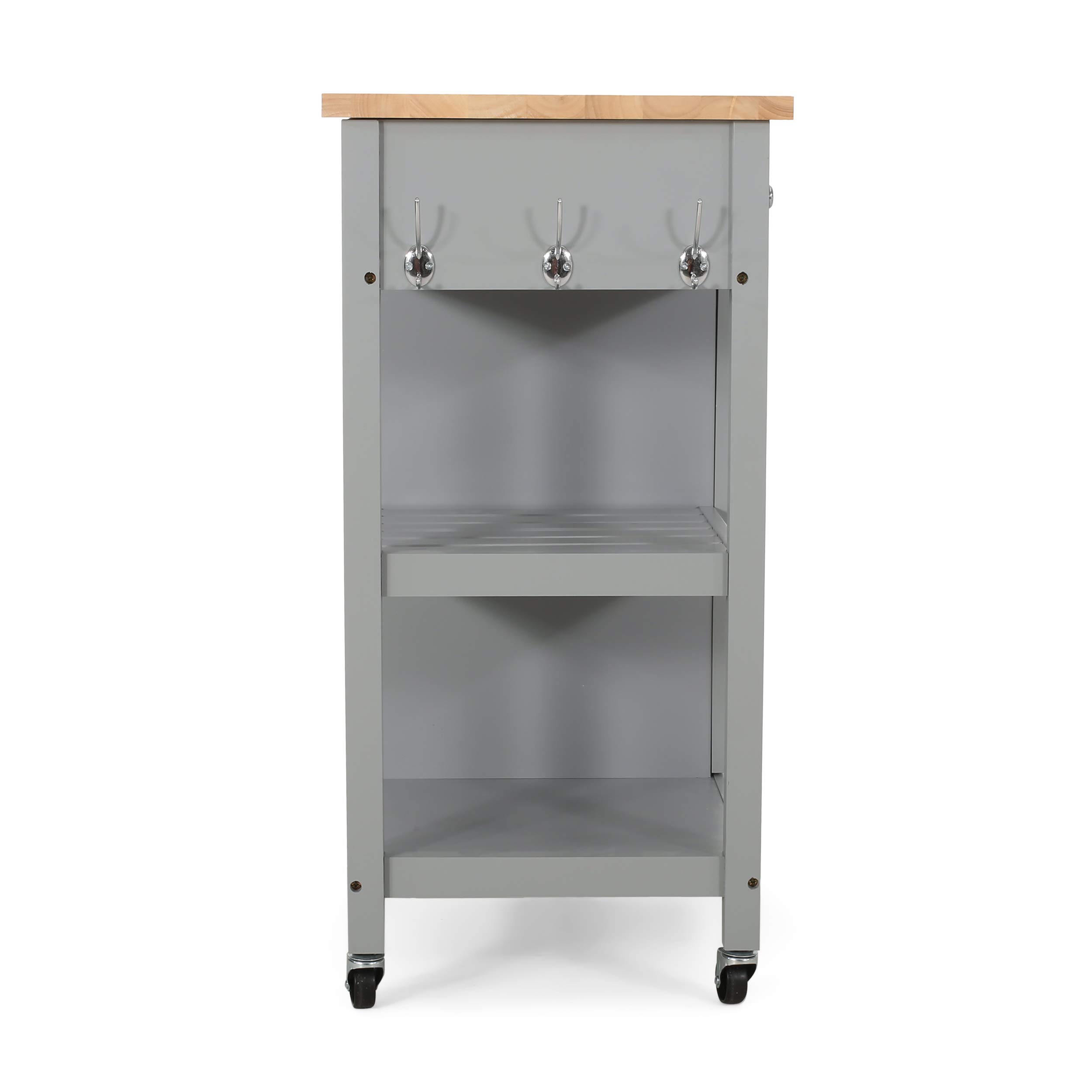Christopher Knight Home Spark Contemporary Kitchen Cart with Wheels - Gray & Natural - Perfect for Small Spaces, Kitchen Storage & Mobile Serving