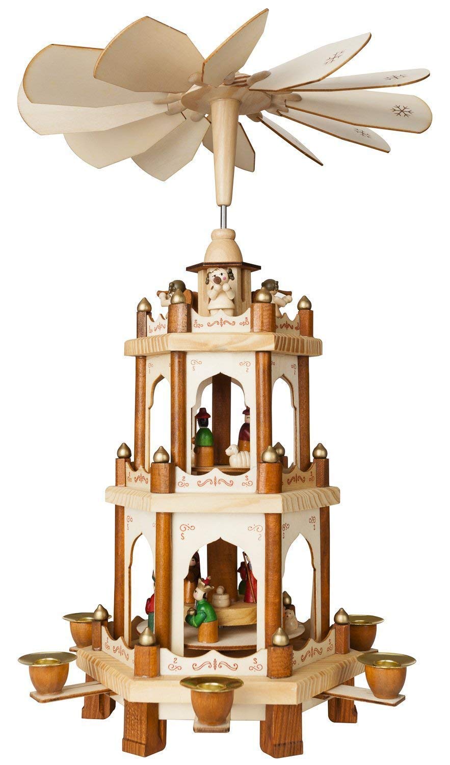 BRUBAKER 3-Tier 18-Inch Christmas Pyramid Set with 20 Red Candles & Candle Adhesive - Perfect for Holiday Home Decor, Table Centerpiece, and Christmas Gift Giving