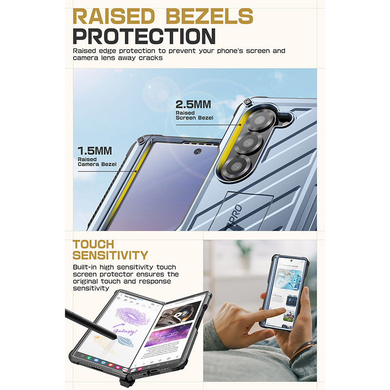 Samsung Galaxy Z Fold6 Unicorn Beetle PRO Rugged Case - Heavy Duty Protection | Shockproof & Scratch Resistant Cover for Foldable Phone | Perfect for Outdoor, Work & Travel (Metallic Blue)
