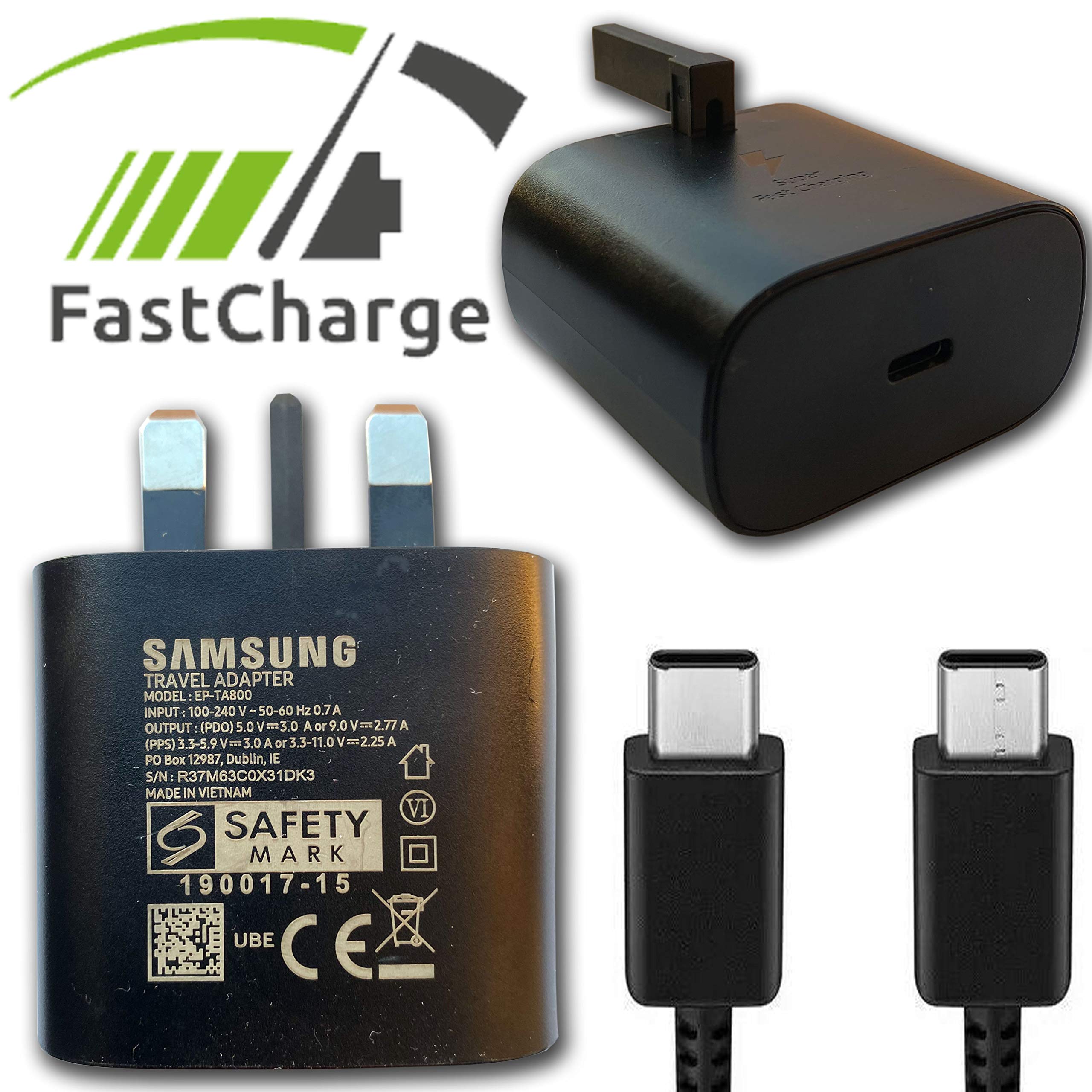 Original Samsung 25W Fast Charger Type C Wall Plug - Compatible with Galaxy S21 Plus, Note 20 Ultra 5G & All USB-C Devices | Fast Charging Adapter for Smartphones, Tablets & More | Home, Office & Travel Use