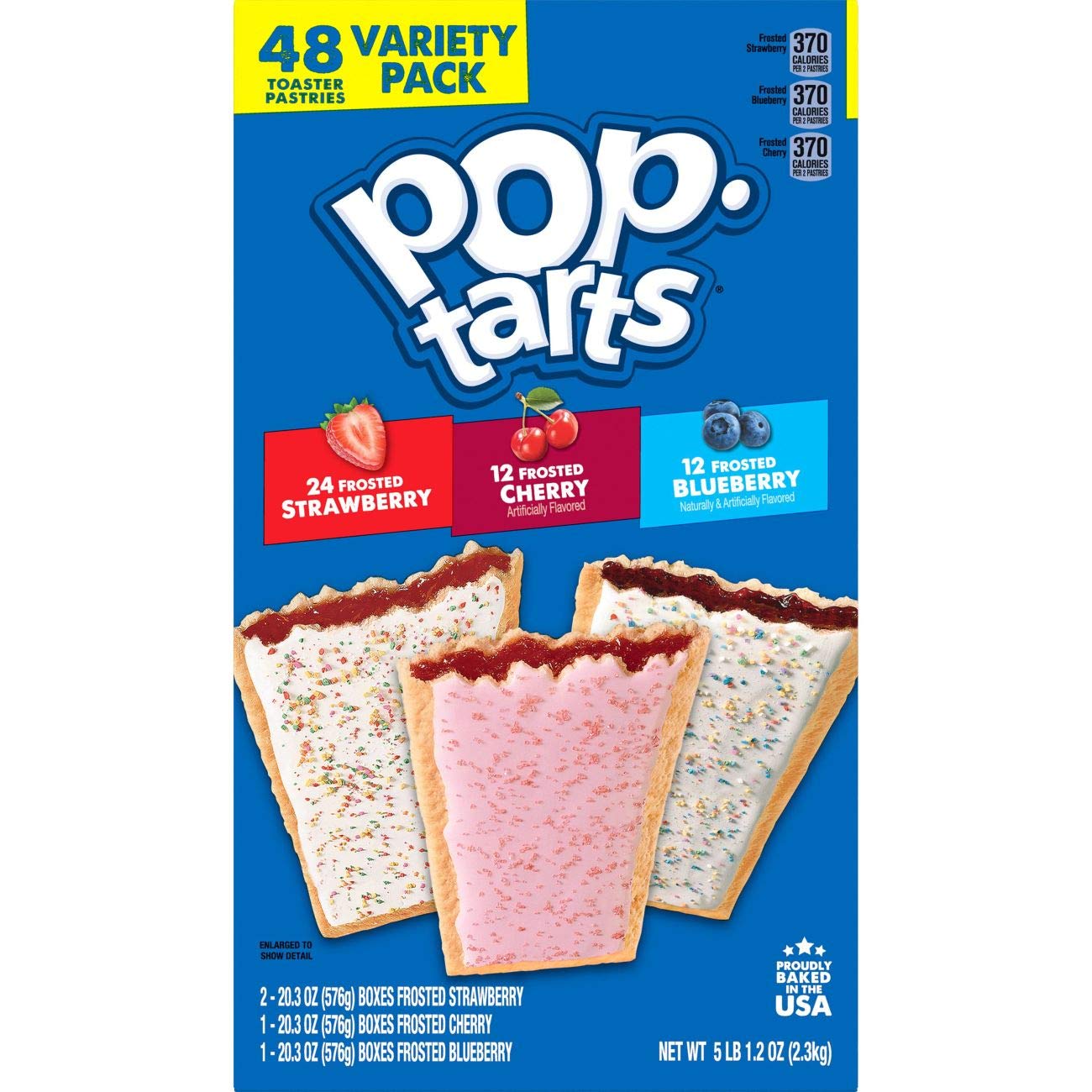 Pop-Tarts Giant Variety Pack 48 Count - 2.3 Kg (Strawberry, Cherry & Blueberry) | Breakfast Pastries, Snacks & On-the-Go Treats for Kids & Adults