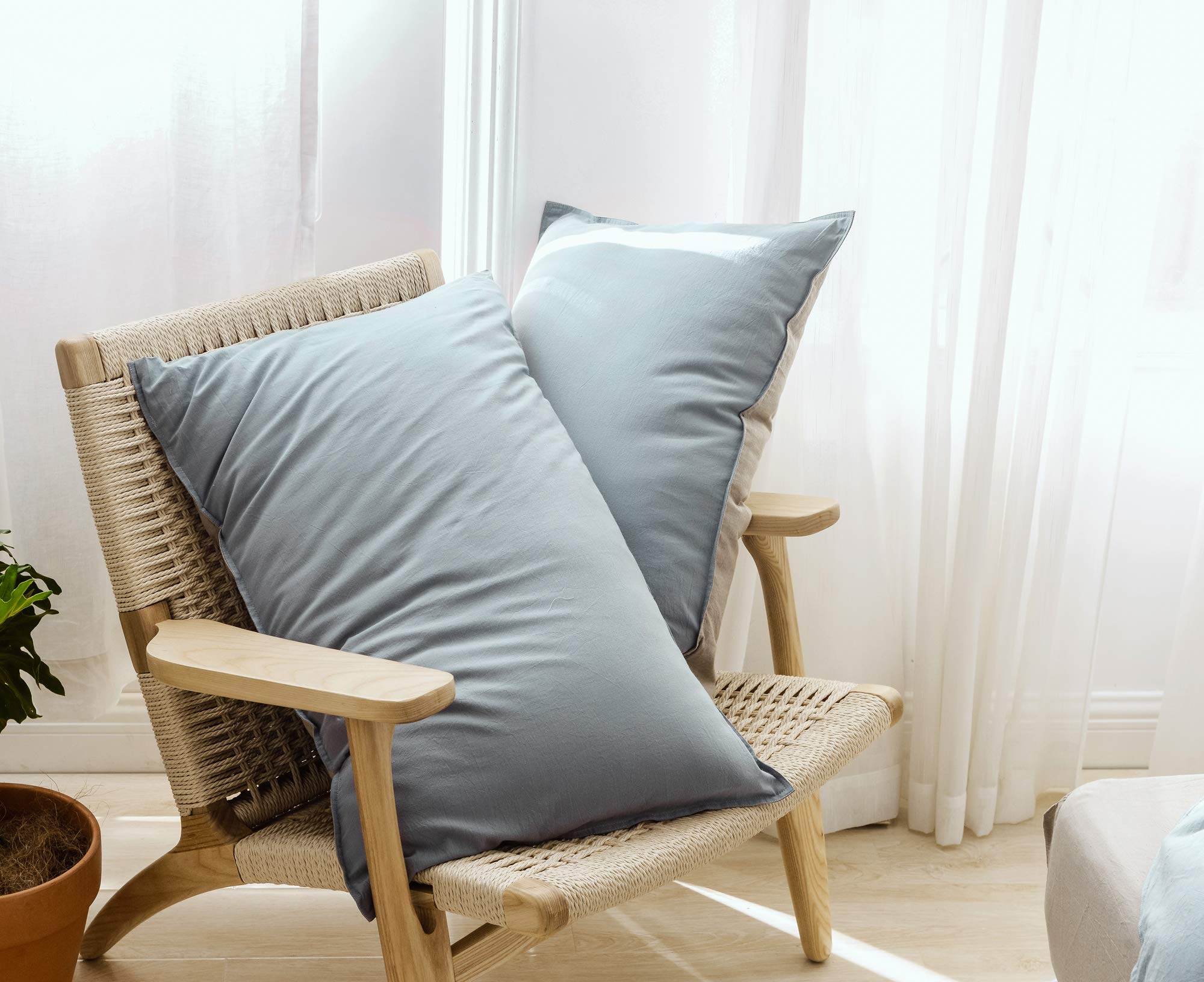 Premium 100% Cotton 200 Thread Count Duvet Cover Set - California King Size (Blue-Grey & Brown) with 2 Pillowcases | MOON'S SLEEPWARES Herse Series | Soft & Breathable Bedding for Luxurious Comfort - Perfect for Master Bedrooms, Guest Rooms & Hotels