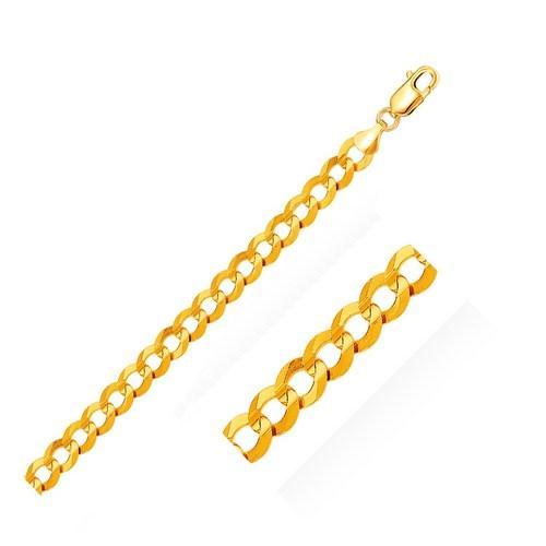 7.0mm 14K Yellow Gold Solid Curb Chain Necklace - 24 Inch Length for Men & Women - Perfect for Layering, Gifting, and Everyday Wear