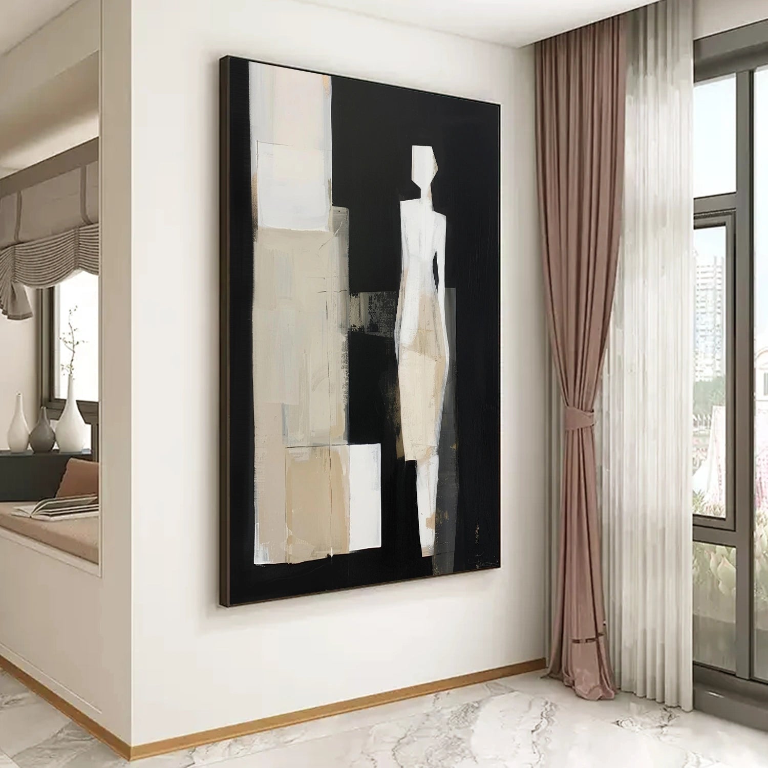 Contemporary Abstract Minimalist Wall Art Painting #CW009 - Modern Home Decor for Living Room, Bedroom & Office