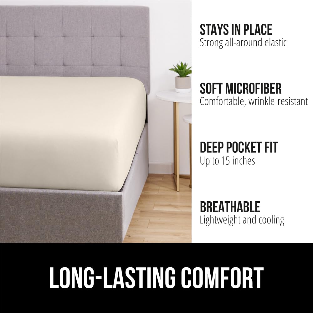 GORILLA GRIP Fitted Sheets Full Size, Soft Microfiber for Deep Pocket Mattress - Perfect for Bedroom & Guest Room