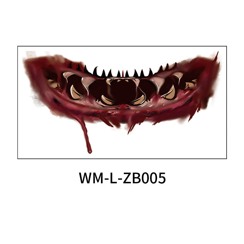 Scary Halloween Mouth Tattoo Stickers for Adults & Kids - Fake Bloody Teeth & Vampire Fangs Temporary Tattoos - Perfect for Halloween Parties, Cosplay & Horror Costumes