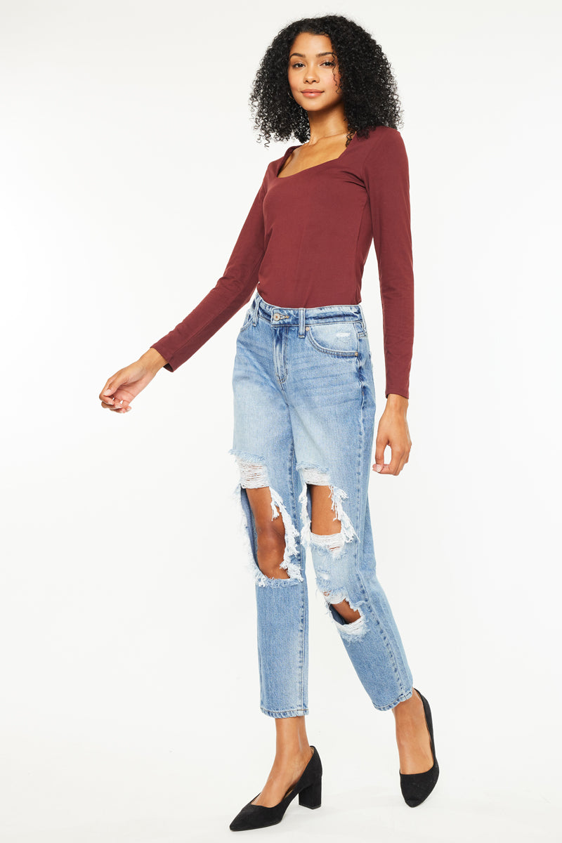 Bonnie High Rise Boyfriend Jeans for Women - Stretch Denim Comfort Fit Casual Pants (Perfect for Everyday Wear, Weekend Outings & Street Style Looks)