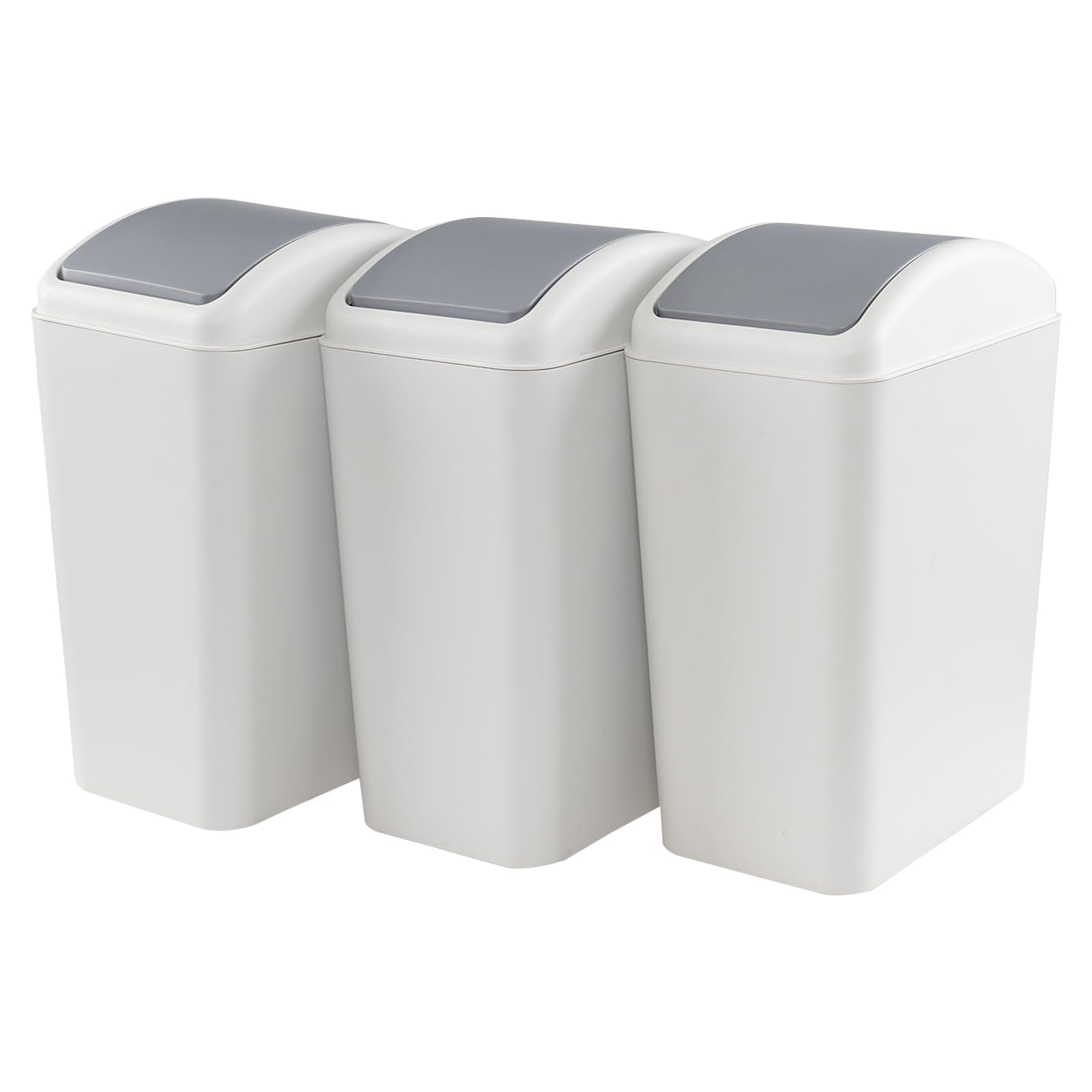 4.5 Gallon Swing Top Garbage Can with Lid - 3 Pack Plastic Trash Bin for Kitchen, Bathroom, Office & Outdoor Use - Durable Waste Basket for Home & Commercial Spaces