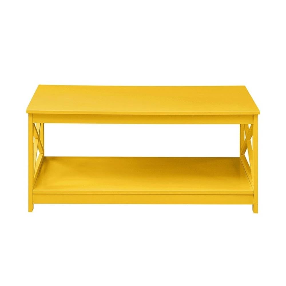 Pemberly Row Yellow Wood Coffee Table - Modern Living Room Centerpiece for Home Decor & Entertaining
