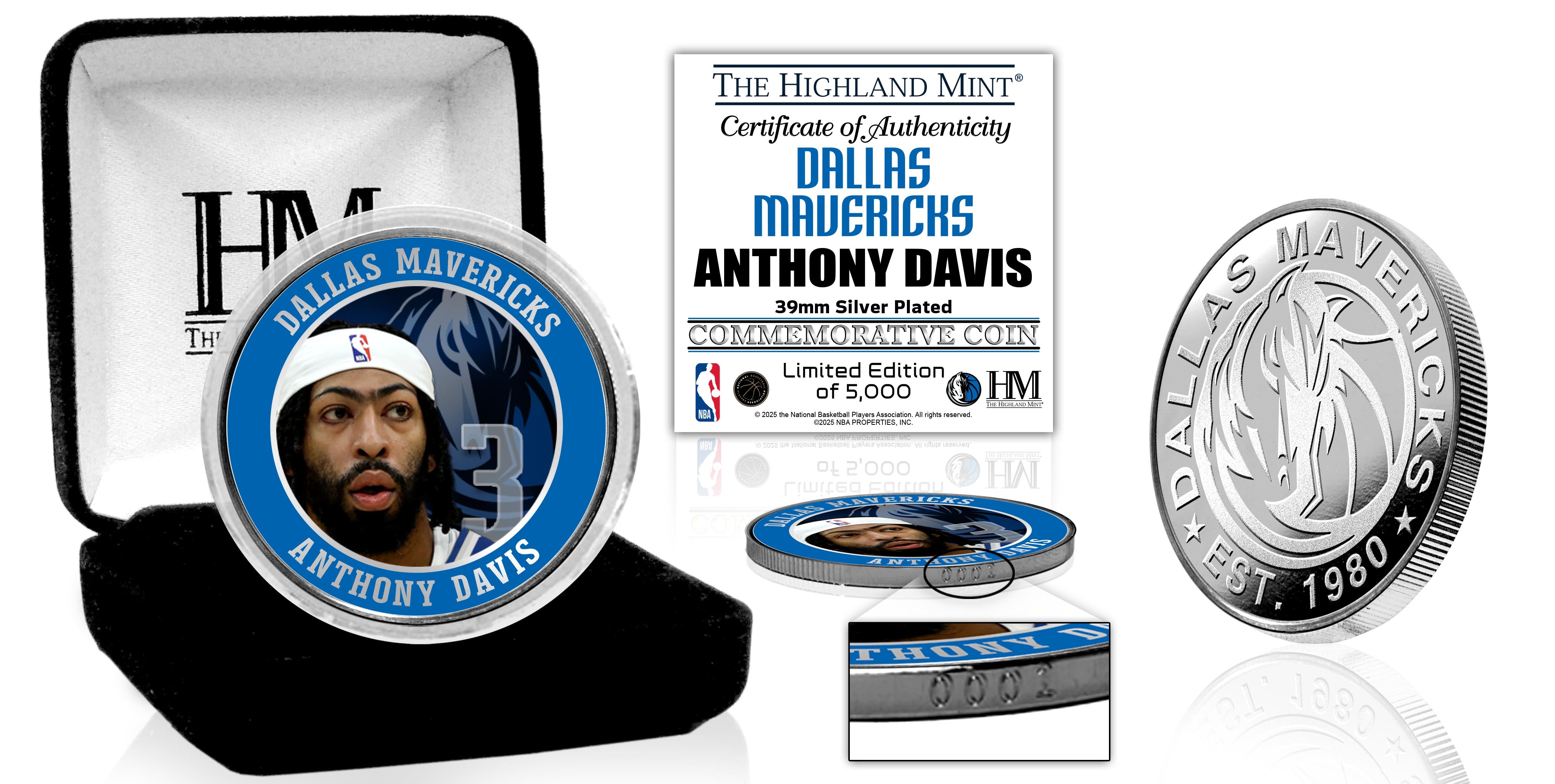 Anthony Davis Dallas Mavericks Silver Commemorative Coin - Limited Edition NBA Collectible for Fans, Gift for Basketball Enthusiasts | Perfect for Display Cases, Sports Memorabilia Collections, and Lakers Fan Gifts