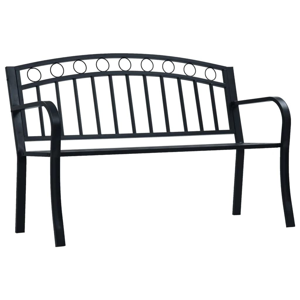Vintage Black Steel Outdoor Garden Bench 49.2