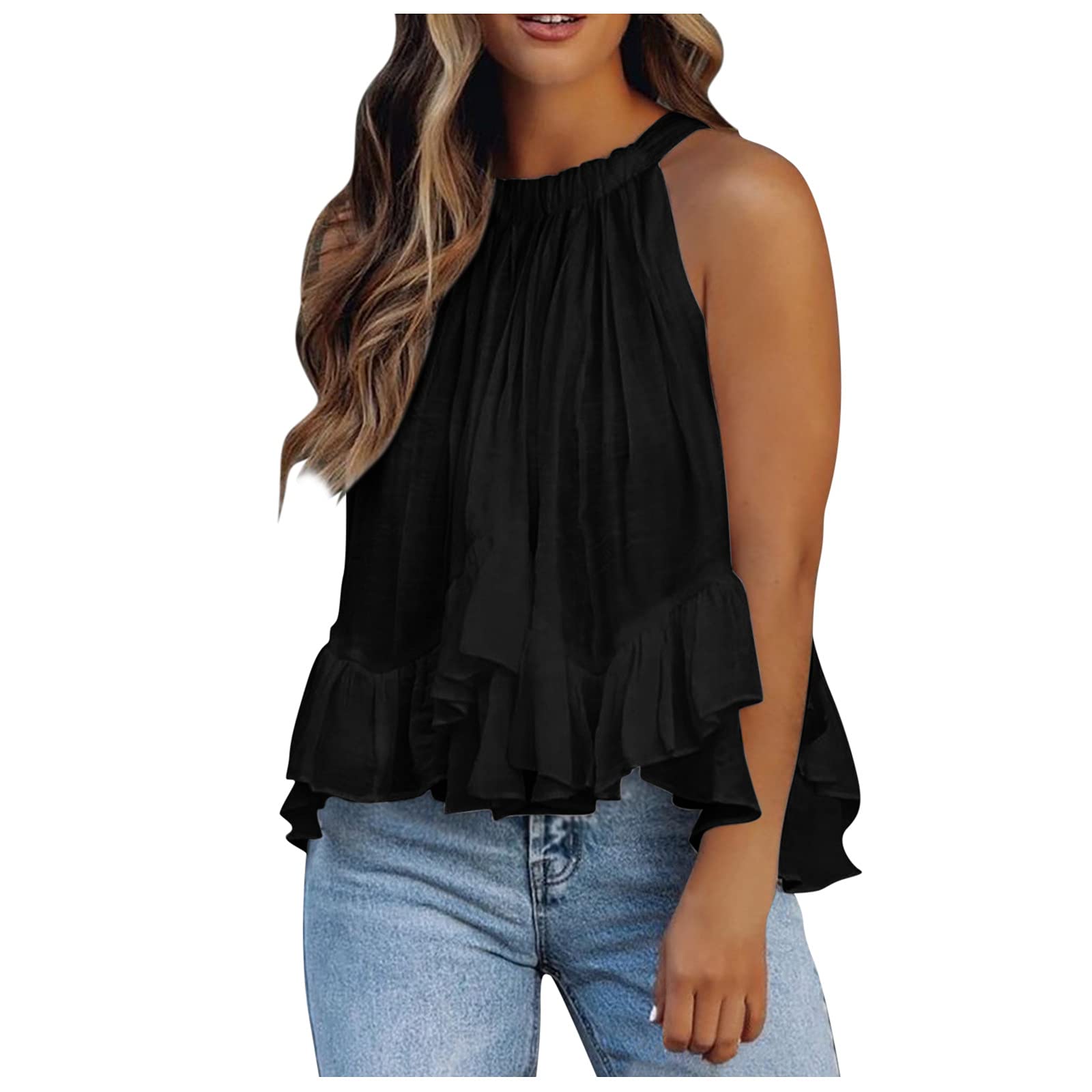 KAMEMIR Women's Sleeveless Tank Tops - Summer Loose Fit Basic Blouse Tee Shirts for Workout, Casual Wear & Office Outfits | Comfortable Breathable Womens Tops for Yoga, Gym & Everyday Fashion