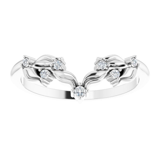 14K White Gold 0.05 CTW Diamond Contour Wedding Band - Elegant Stackable Ring for Bridal Sets, Anniversary Gifts & Everyday Wear