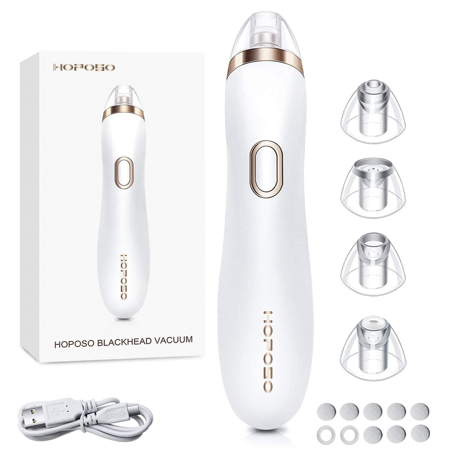 HOPOSO Electric Blackhead Remover Vacuum - Upgraded Pore Cleaner for Nose & Face, Acne Comedone Whitehead Extractor Tool - Perfect for Daily Skincare & Spa Treatments