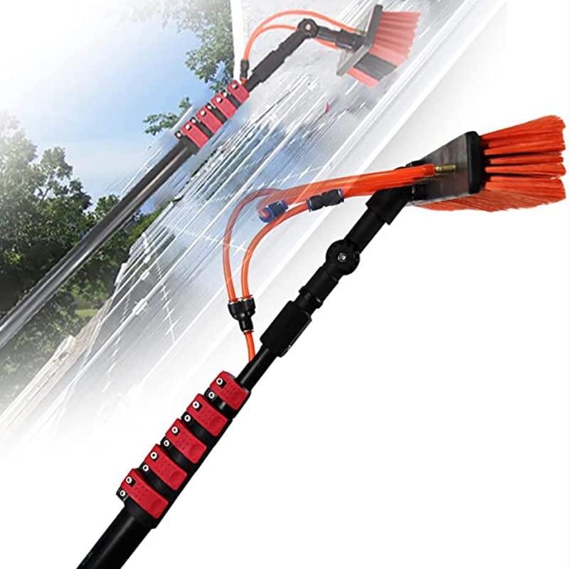 Window Cleaning Pole - 5.4m/18FT Extendable Water Fed Telescopic Brush for Solar Panel, Conservatory Roof & Truck Window Cleaning - Perfect for High Reach Exterior Cleaning at Home or Commercial Use