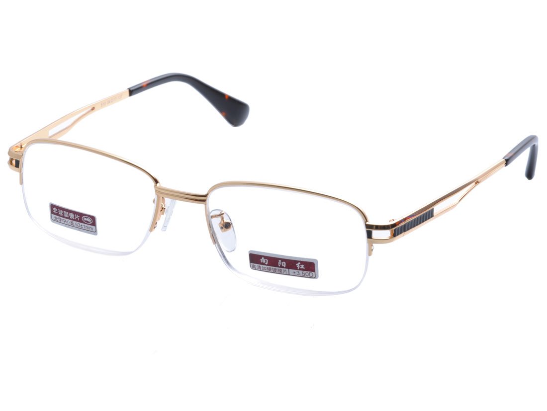 De Ding Men Women Metal Half Frame Reading Glasses - Lightweight Blue Light Blocking Readers for Office, Reading & Computer Use