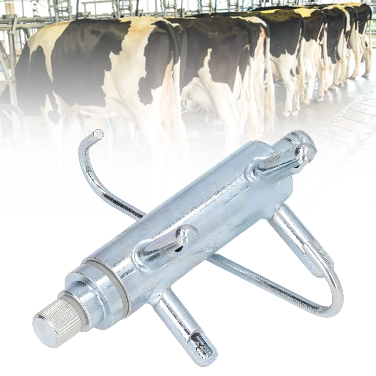 Galvanized Iron Cow Milking Machine with 4 Cup Holes - 0.63in Diameter Milking Claw Replacement for Dairy Farms | Efficient Milk Extraction for Small to Medium Herds | Perfect for Farmers & Homesteaders