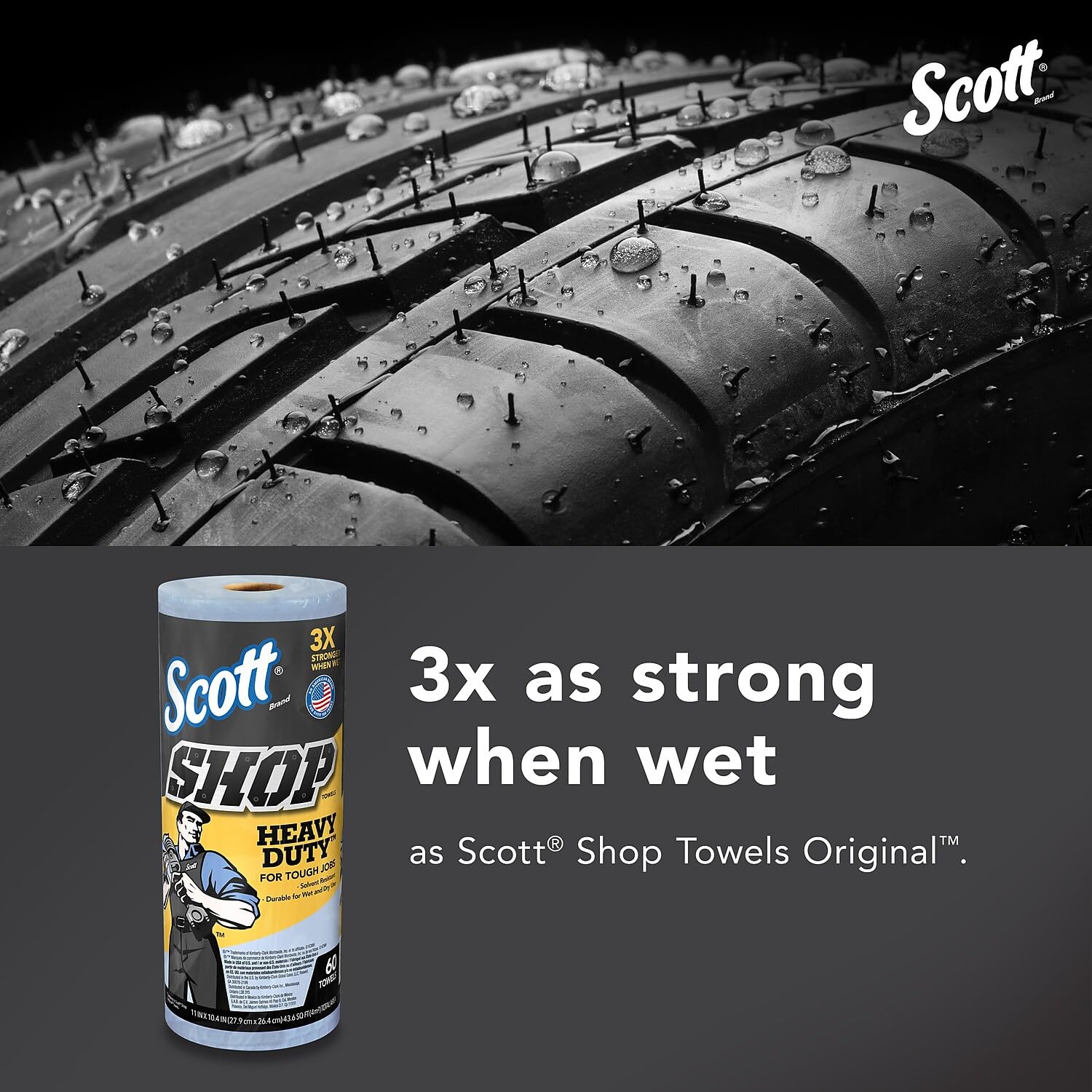 Scott® Heavy Duty Shop Towels (32992) - Industrial Grade Blue Cleaning Rags for Solvents, Oil, Grease & Tough Jobs - 10.4