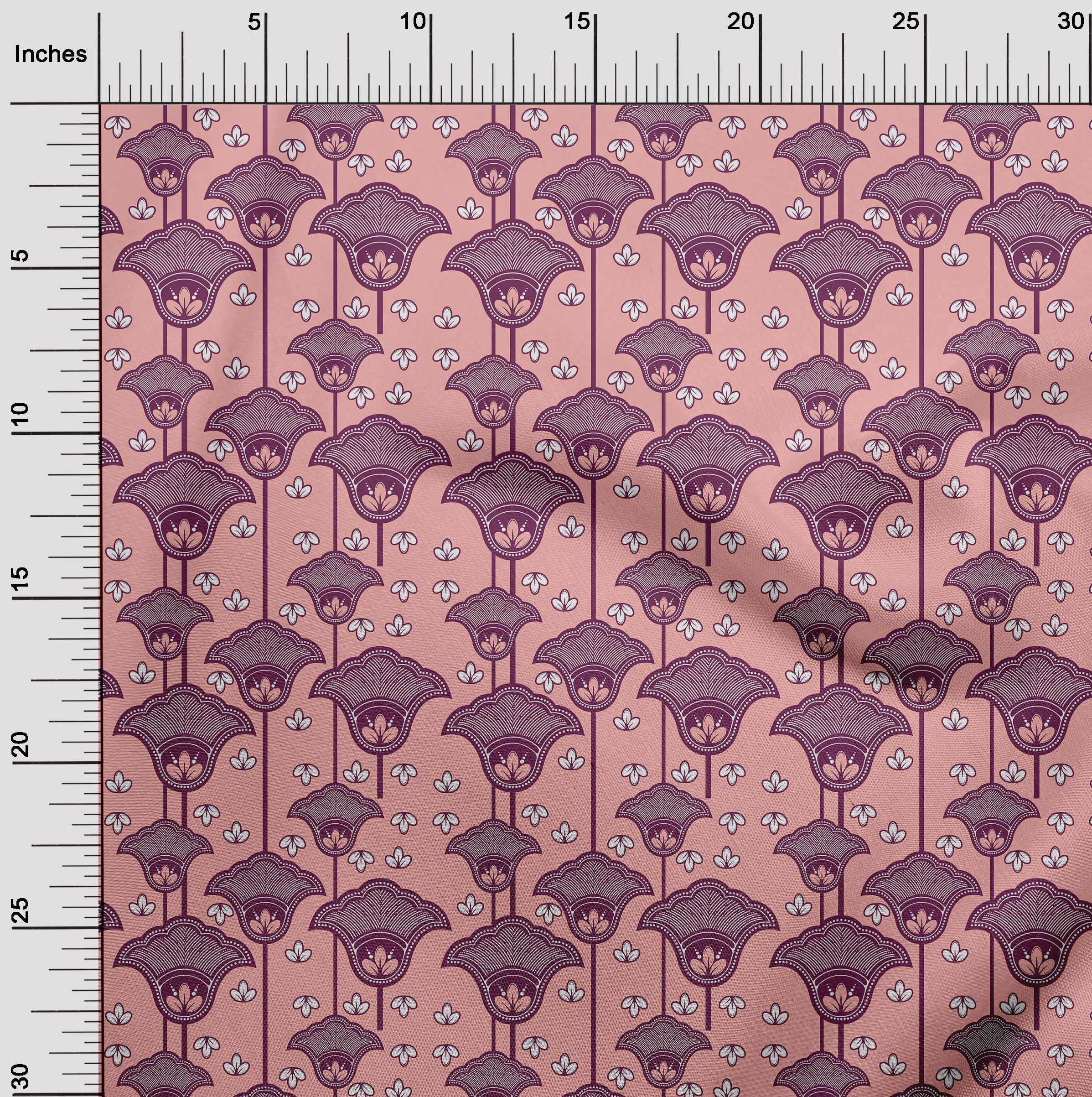 oneOone Viscose Jersey Fabric - Medium Pink Asian Block Print Dress Material (60
