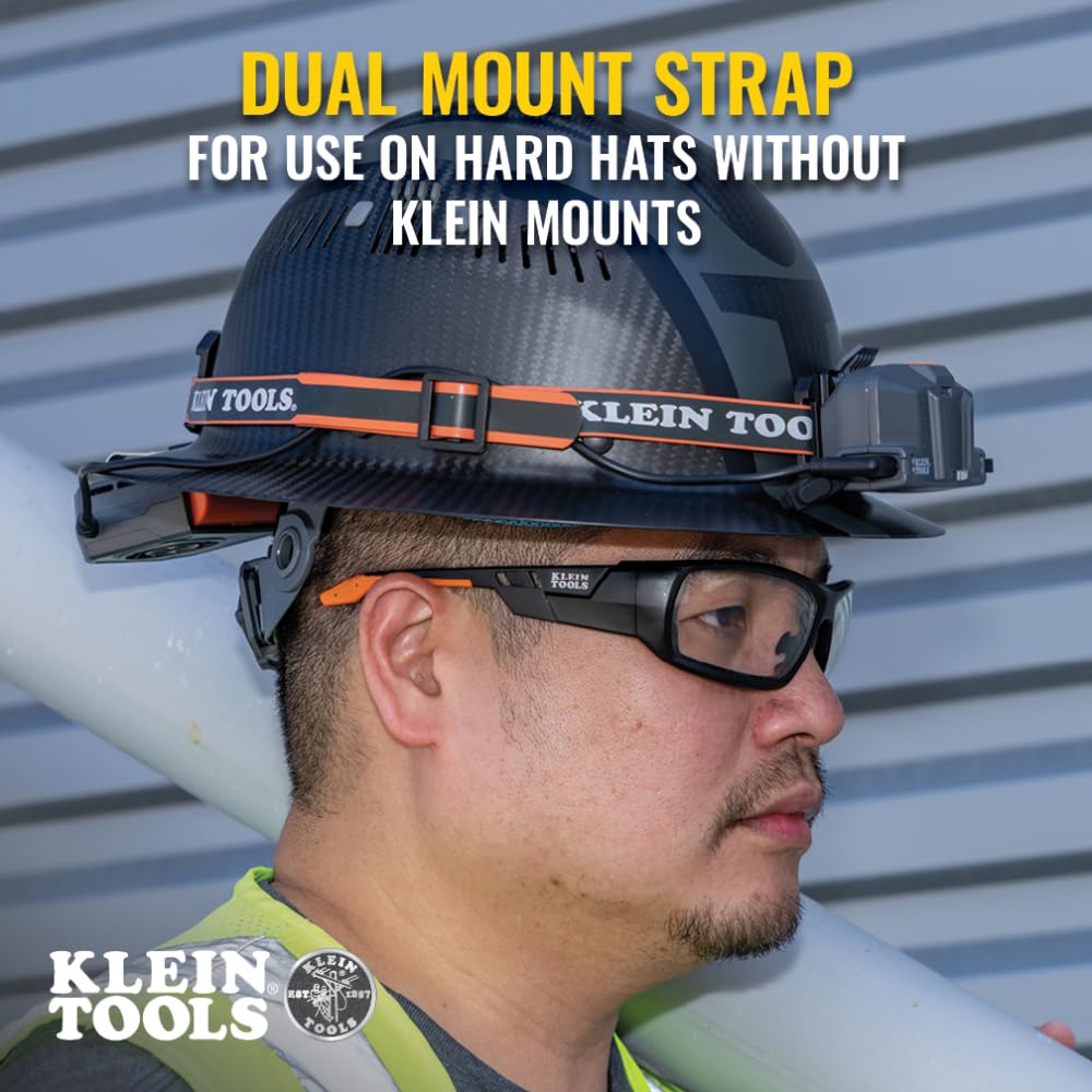 Klein Tools 60821 Rechargeable Hard Hat Fan - Portable Cooling Turbo Fan for Safety Helmets, 3-Speed Adjustable Quiet Fan with Dual-Mount Strap & Bracket - Perfect for Construction, Welding, and Outdoor Work