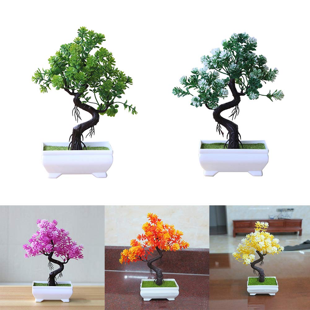 Artificial Bonsai Tree - Realistic Fake Potted Plant for Home Decor, Office, Bathroom, Kitchen, Bookshelf & Garden | Rose Red Simulation Plant for Table Centerpieces & Indoor Greenery