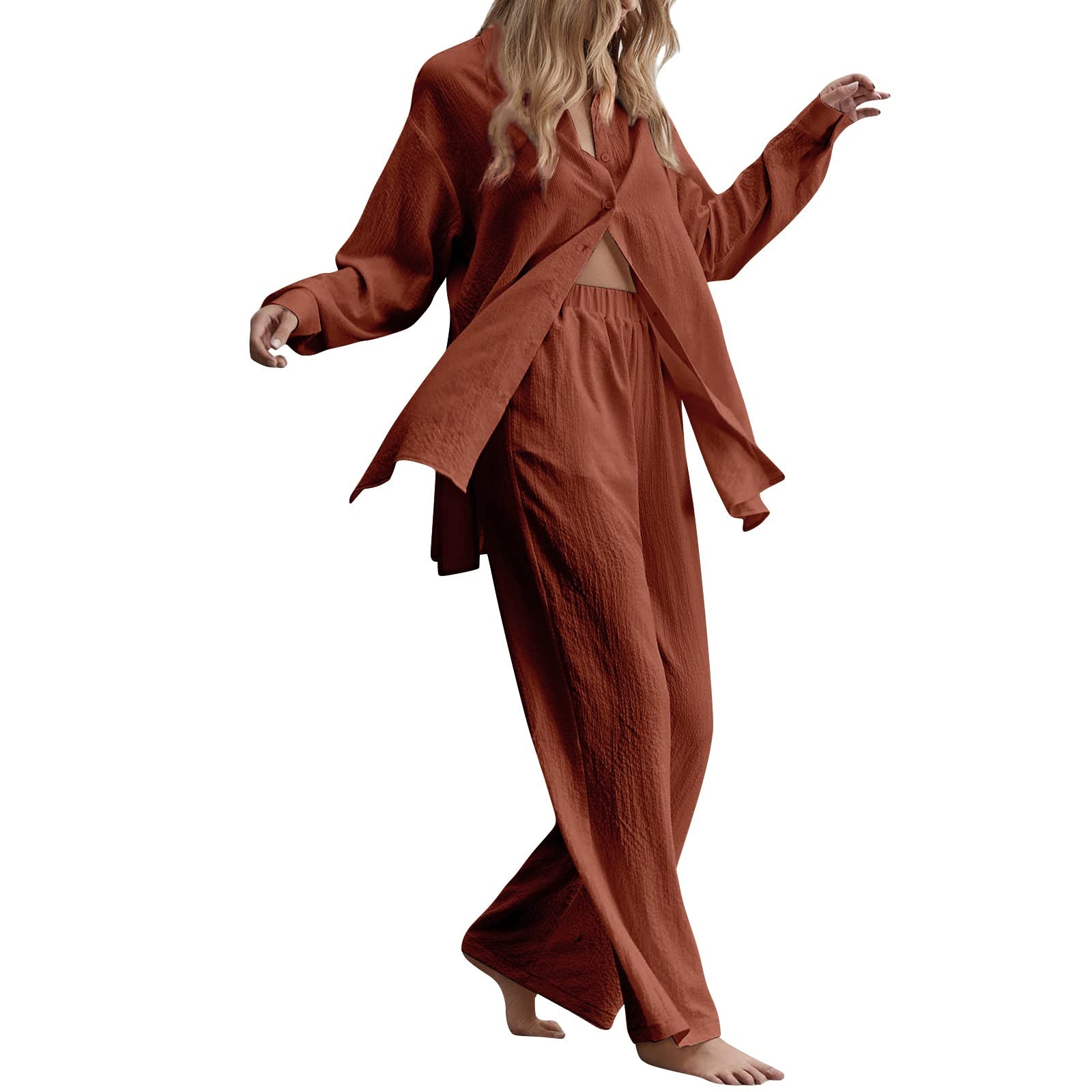 Stylish Retro 2-Piece Plus Size Women's Suit Set - High Waist Slacks & Matching Top | Office Wear & Casual Outfits
