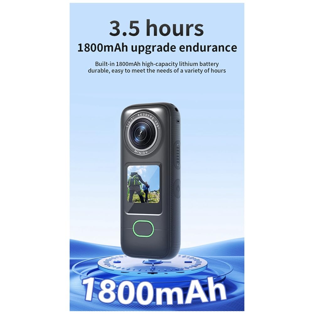 Greethga 4K HD WiFi Sports Camera - Waterproof Motorcycle Helmet Camera, Cycling Action Camera with Night Vision for Outdoor Adventures, Vlogging & Extreme Sports Recording