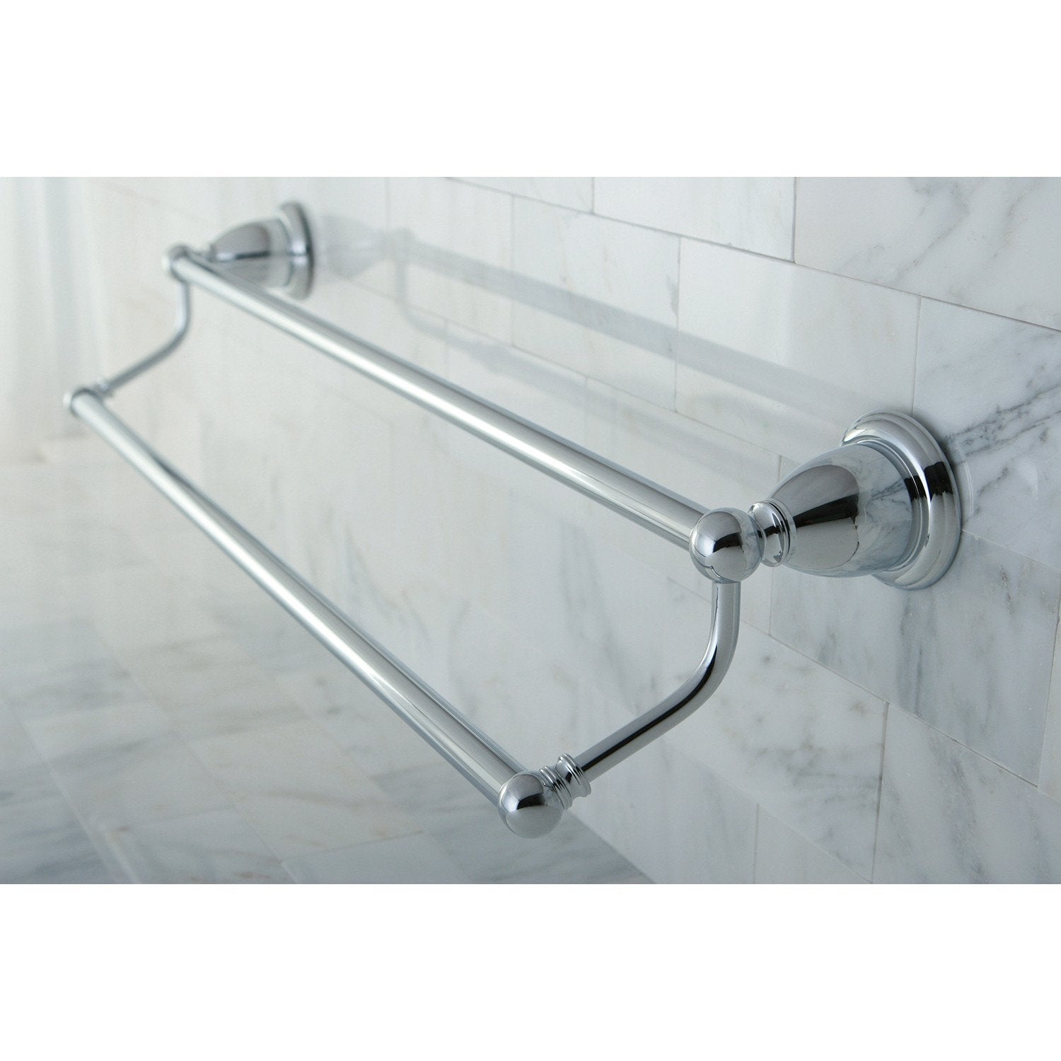 Chrome 24-Inch Double Towel Bar - Heavy Duty Bathroom Towel Rack with Mounting Hardware - BA1753C - Perfect for Bathroom, Spa, and Hotel Decor