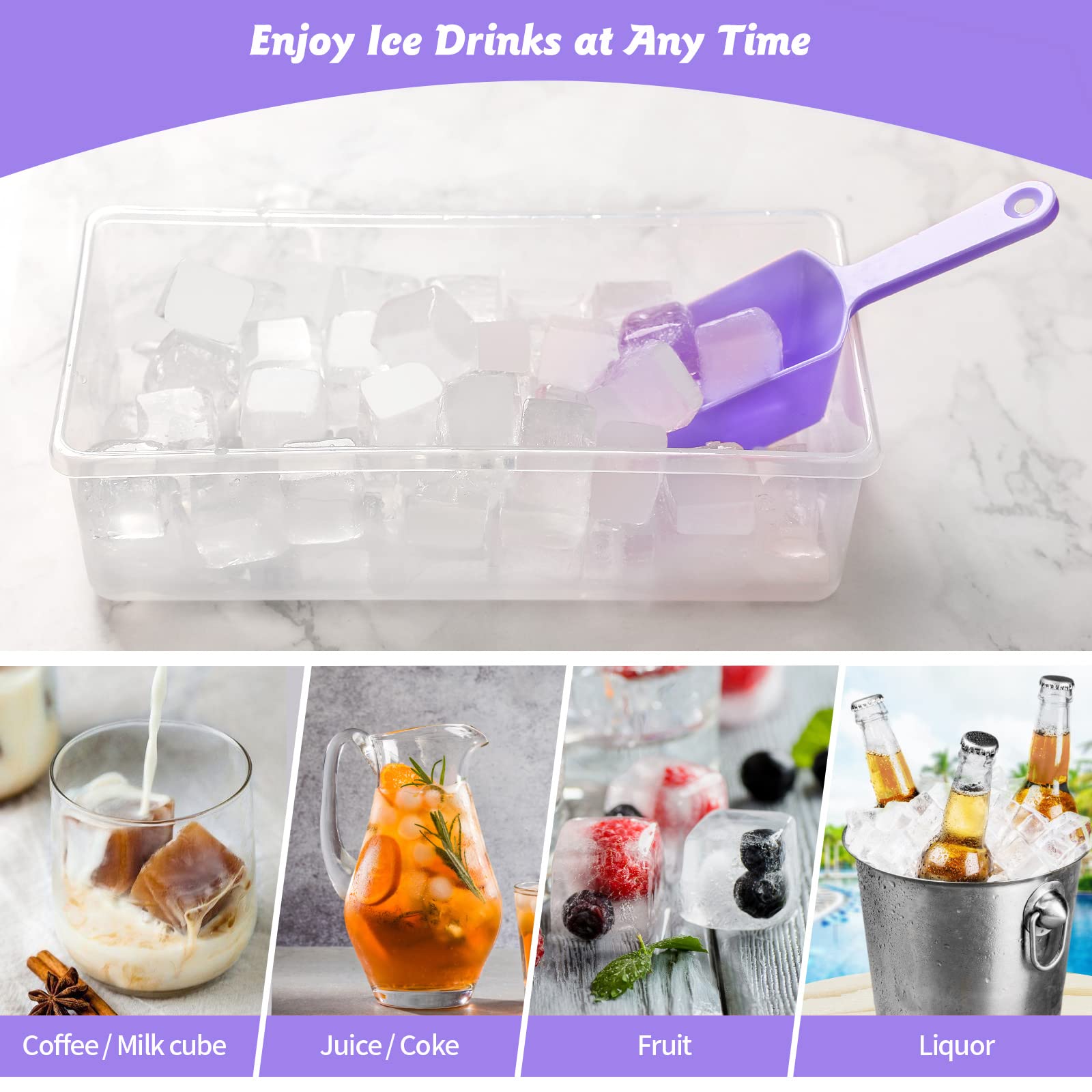 Food-Grade Silicone Ice Cube Tray with Lid & Storage Bin - 36 Small Nugget Ice Molds for Freezer | Easy-Release, Spill-Resistant Cover & Bucket | Flexible Ice Cube Maker with Scoop - Perfect for Cocktails, Smoothies & Home Bars