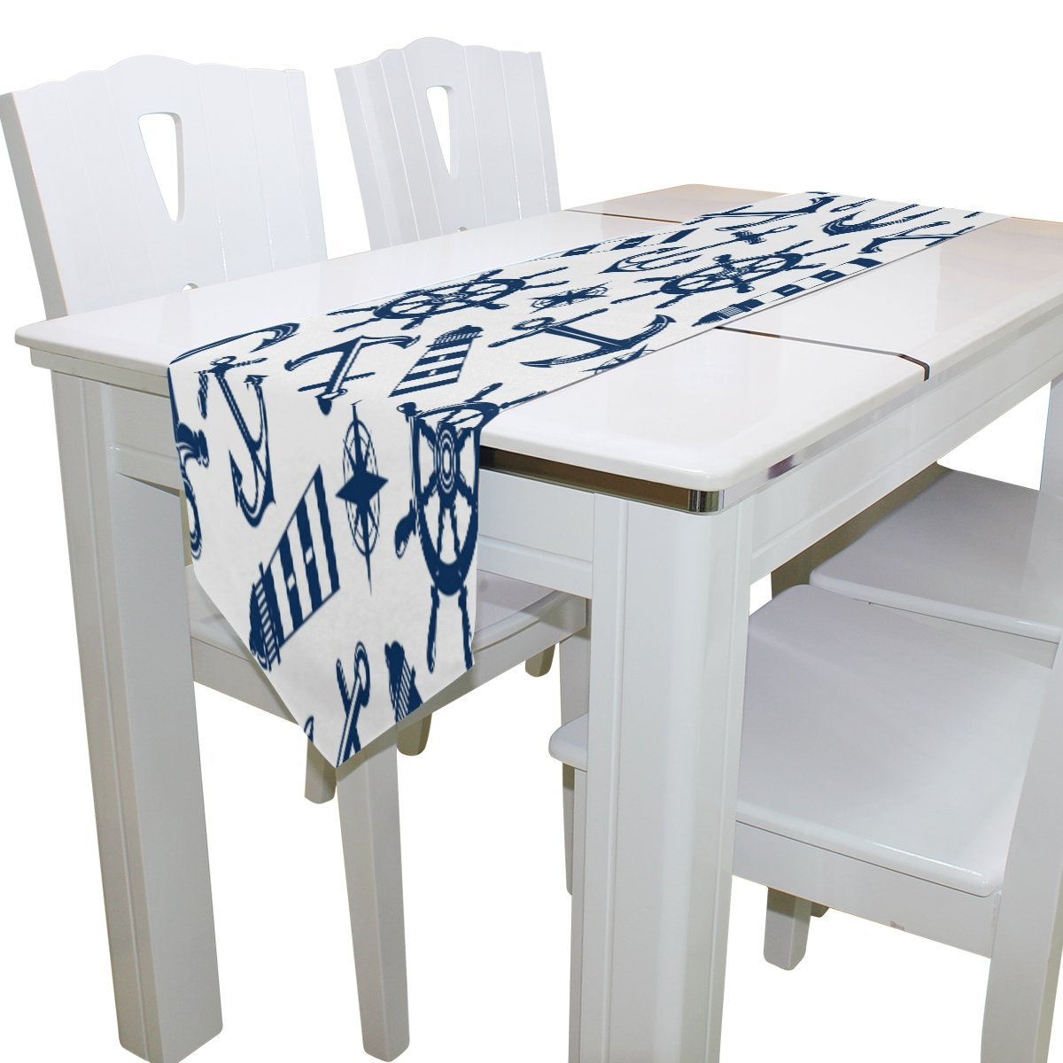 ALAZA Nautical Anchor Table Runner - 13x70 Inch Retro Marine Tablecloth for Wedding, Party & Banquet Decor - Perfect for Dining Tables, Coffee Bars & Home Decor