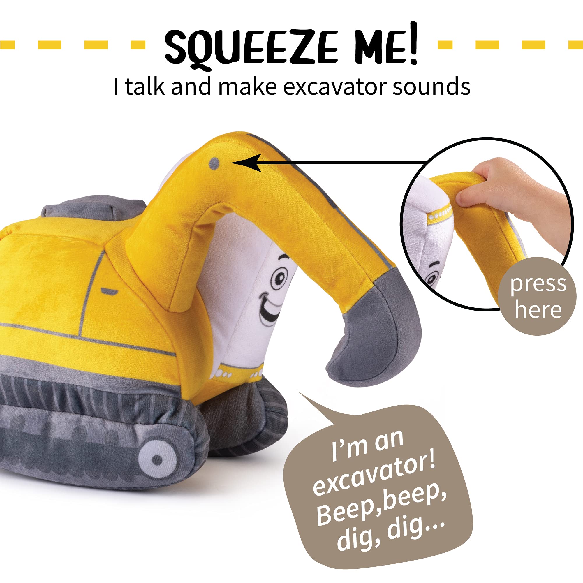 Soft Plush Excavator Toy for Toddlers - Interactive Construction Stuffed Truck with Realistic Design | Perfect for Pretend Play, Birthday Gifts & Early Learning Activities