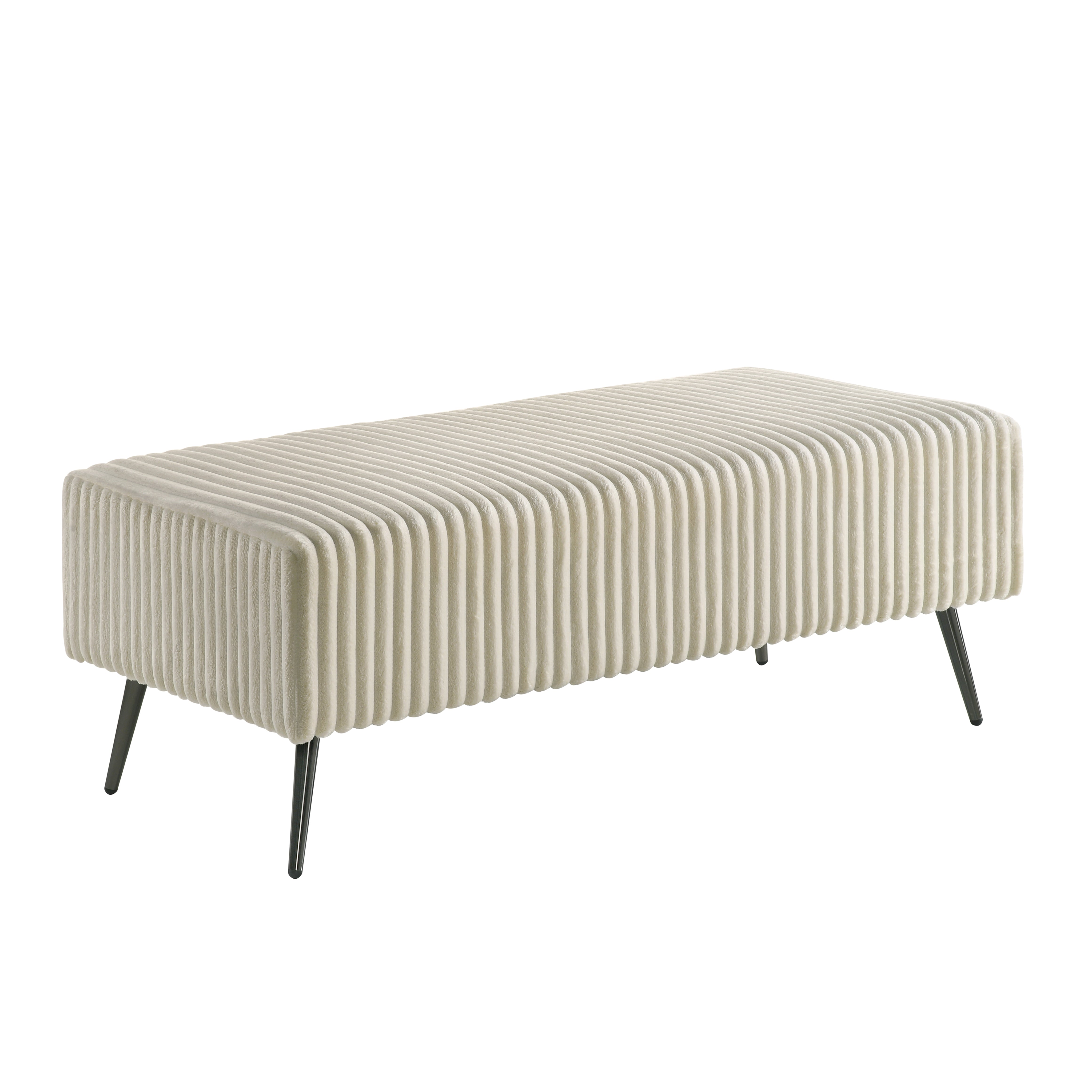 Roundhill Furniture Mavela Wide Wale Corduroy Upholstery Bench in Cream - Stylish Living Room Seating, Bedroom Footstool & Entryway Decor