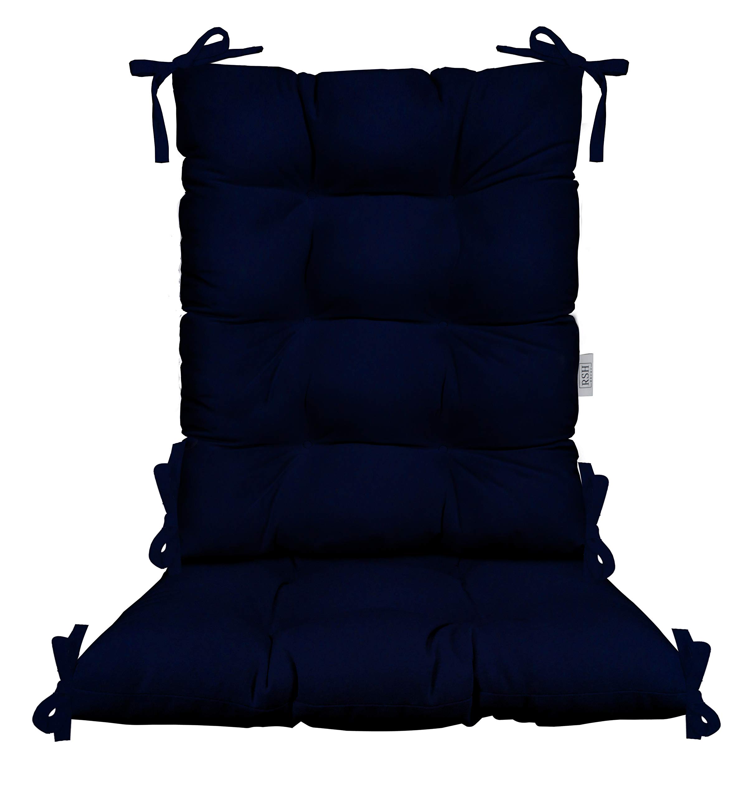 RSH Décor Indoor/Outdoor Sunbrella Tufted Rocker Cushion - Waterproof & UV Resistant Patio Chair Pad - Available in Multiple Sizes & Colors (Standard, Canvas Navy) - Perfect for Porch, Deck, Garden & Poolside Relaxation