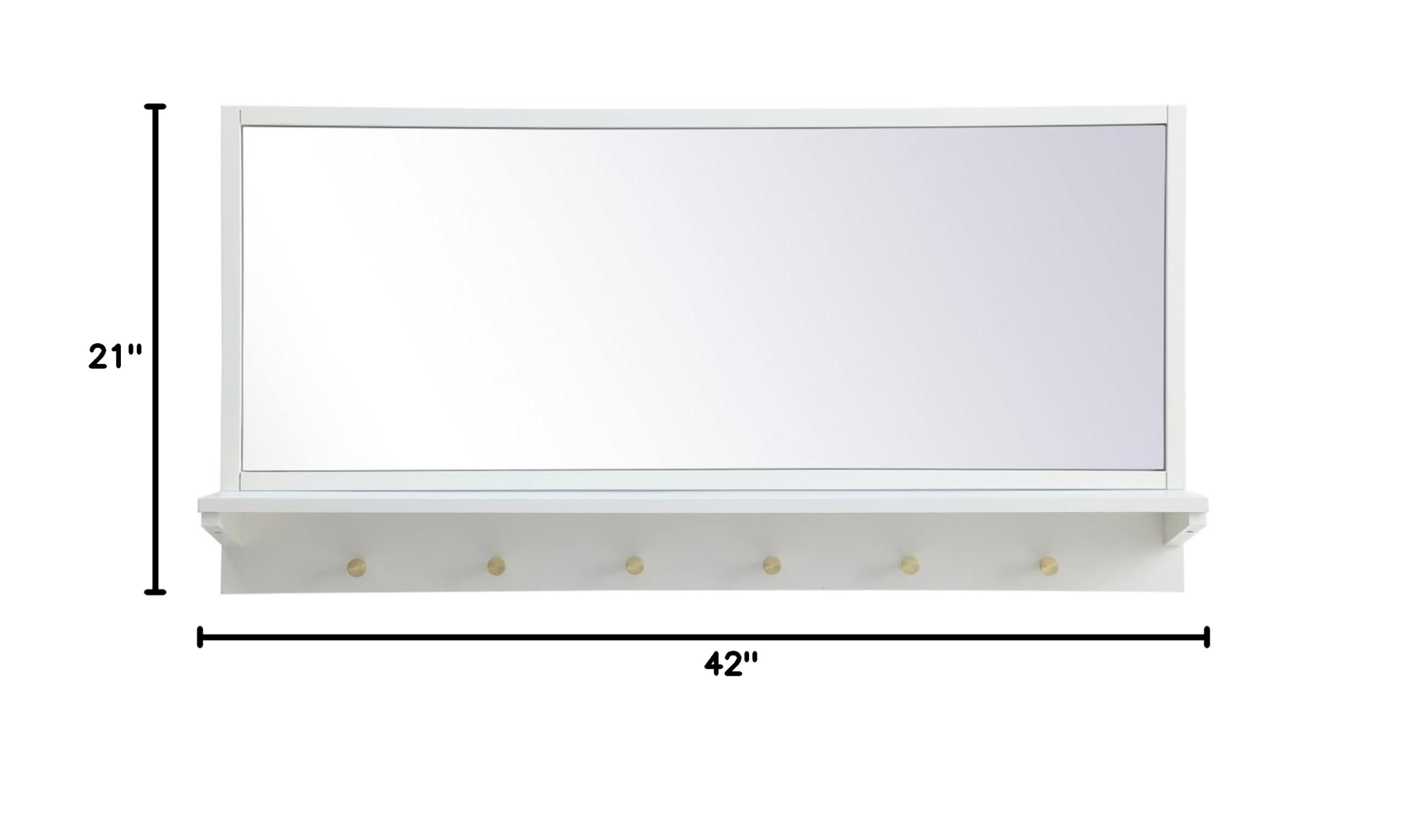 White Elegant Steel & Glass Entryway Mirror with Shelf - Home Decor