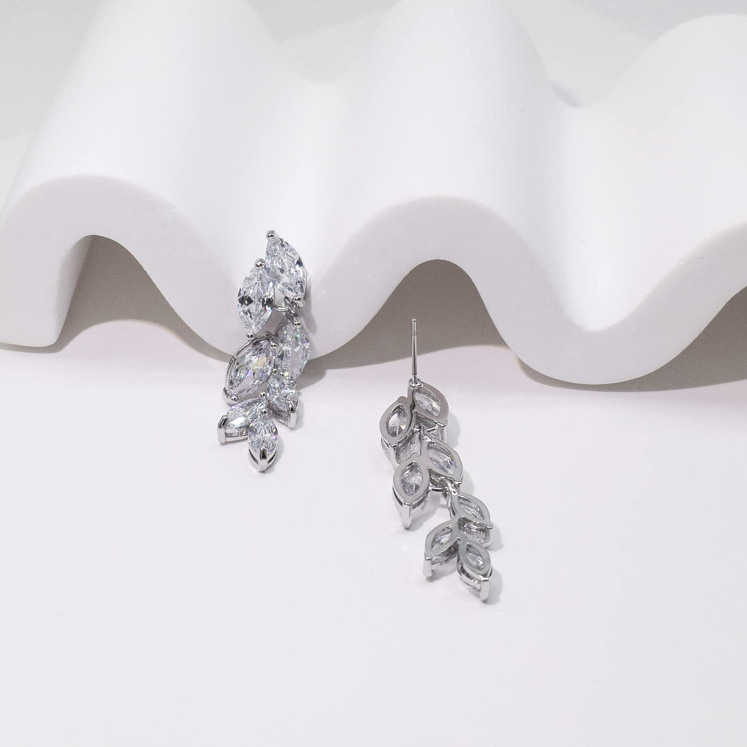 UDYLGOON UDORA Cubic Zirconia Leaf Earrings & Bracelet Set - Elegant Bridal Jewelry for Wedding, Prom, Bridesmaid Gifts | Perfect for Formal Events, Anniversary & Evening Occasions