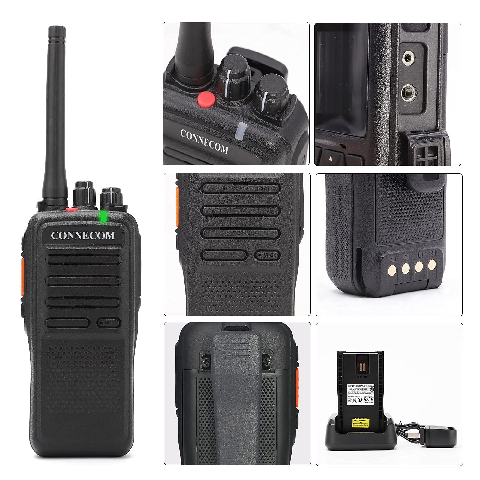 CONNECOM GD100 4-Pack Rechargeable 4W High Power Walkie Talkies - Digital & Analog Two Way Radios for Business, Construction, Warehouse, Industrial & Marine Use - Long Range Communication for Teams, Security & Emergency Scenarios