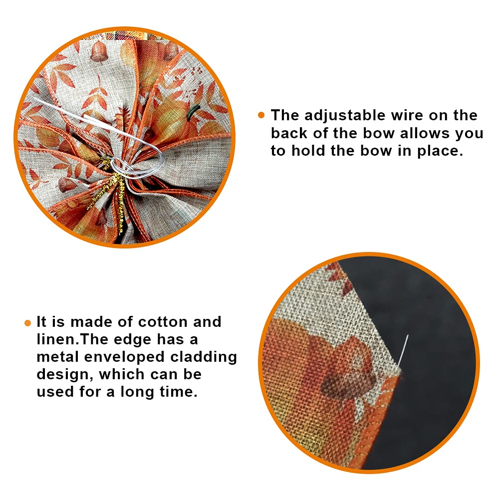 Fall Bows for Wreaths - Orange Burlap Bows for Thanksgiving Decor & Front Door