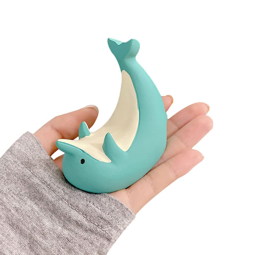 Cute Sea Animal Phone Stand - Dolphin, Seal & Penguin Design, Small Handsfree Cell Phone Holder for Desk, Table, PC & Office Decor - Perfect for Work, Study & Watching Videos (Green Dolphin)