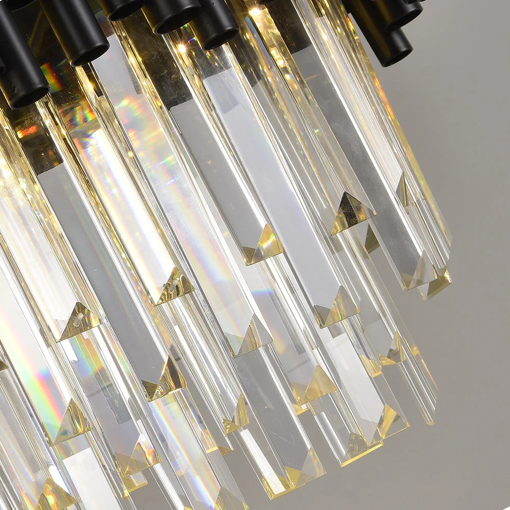 Finn Modern Black Linear Crystal Chandelier - Elegant Dining Room Lighting Fixture for Contemporary Home Decor | Perfect for Dining Rooms, Kitchens, and Entryways